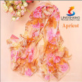 Women's Chiffon Georgette multi-color Floral Long Silk Shawl Wraps Scarf